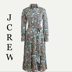 A-line pleated JCREW midi dress in grazing goats print.